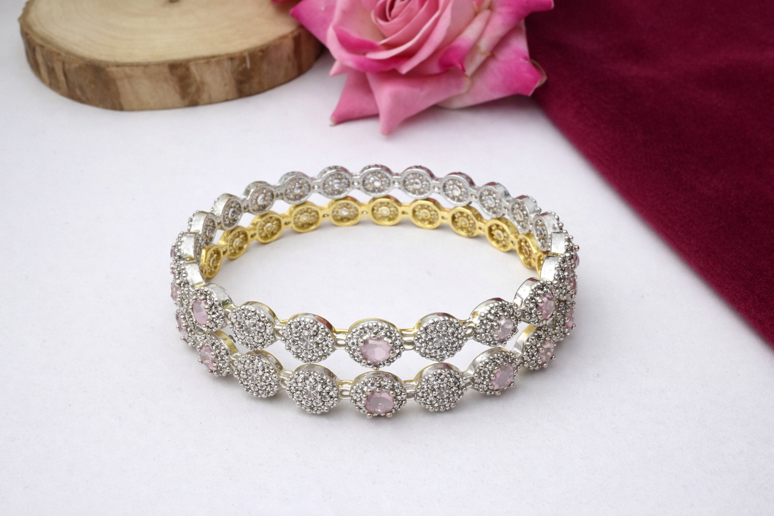 BLUSH PETAL DIAMOND BANGLE
