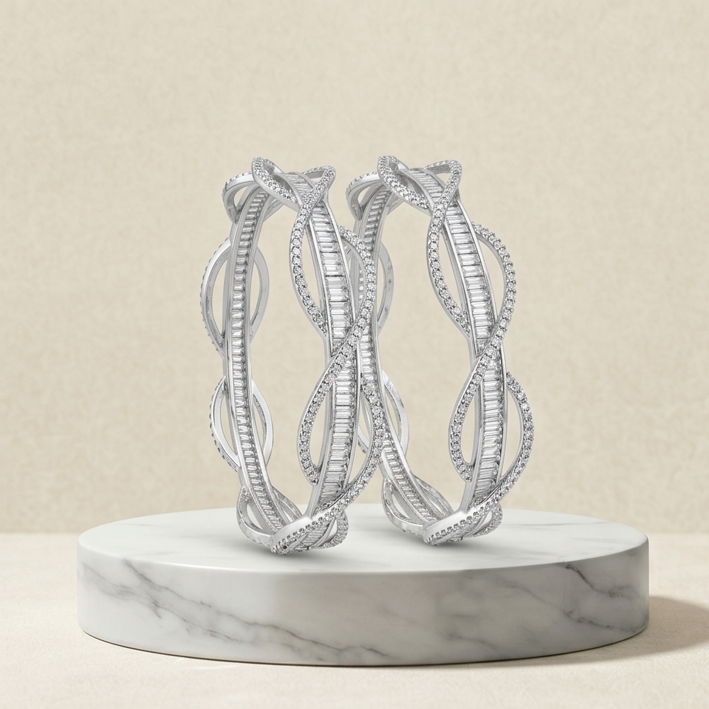 Safa Infinite Clarity Silver-Plated Bangles
