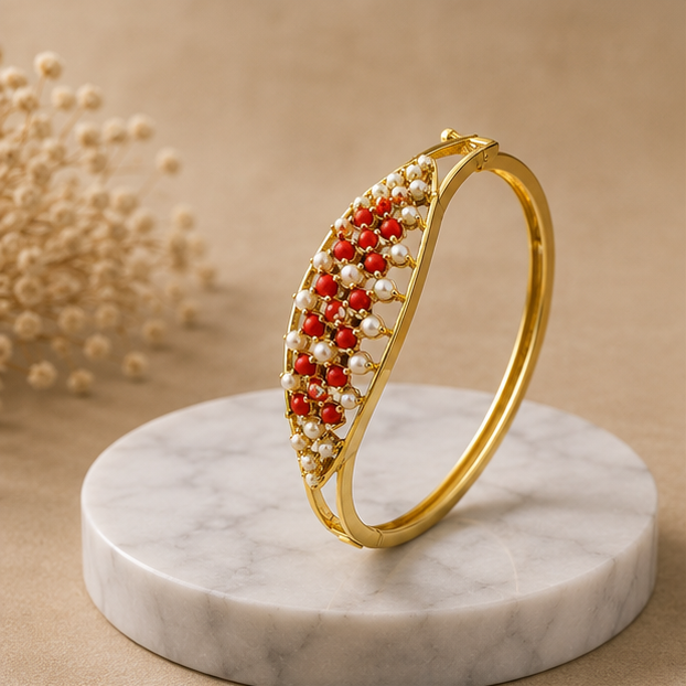 THE SHAHI PANKH RUBY & PEARL BRACELET
