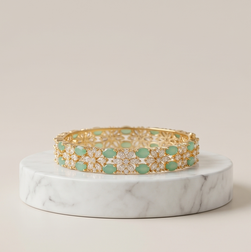 THE VRINDA MINT FLORAL KADA