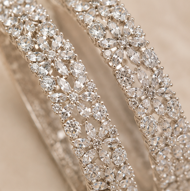 THE SHAHI HEERA FLORAL KADA PAIR