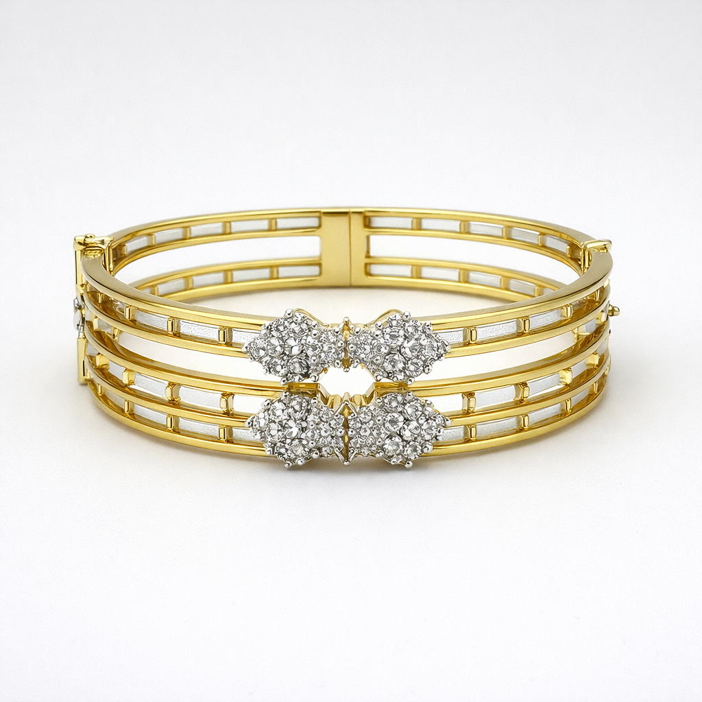 AURORA TRIPLE DIAMOND GOLD BANGLE