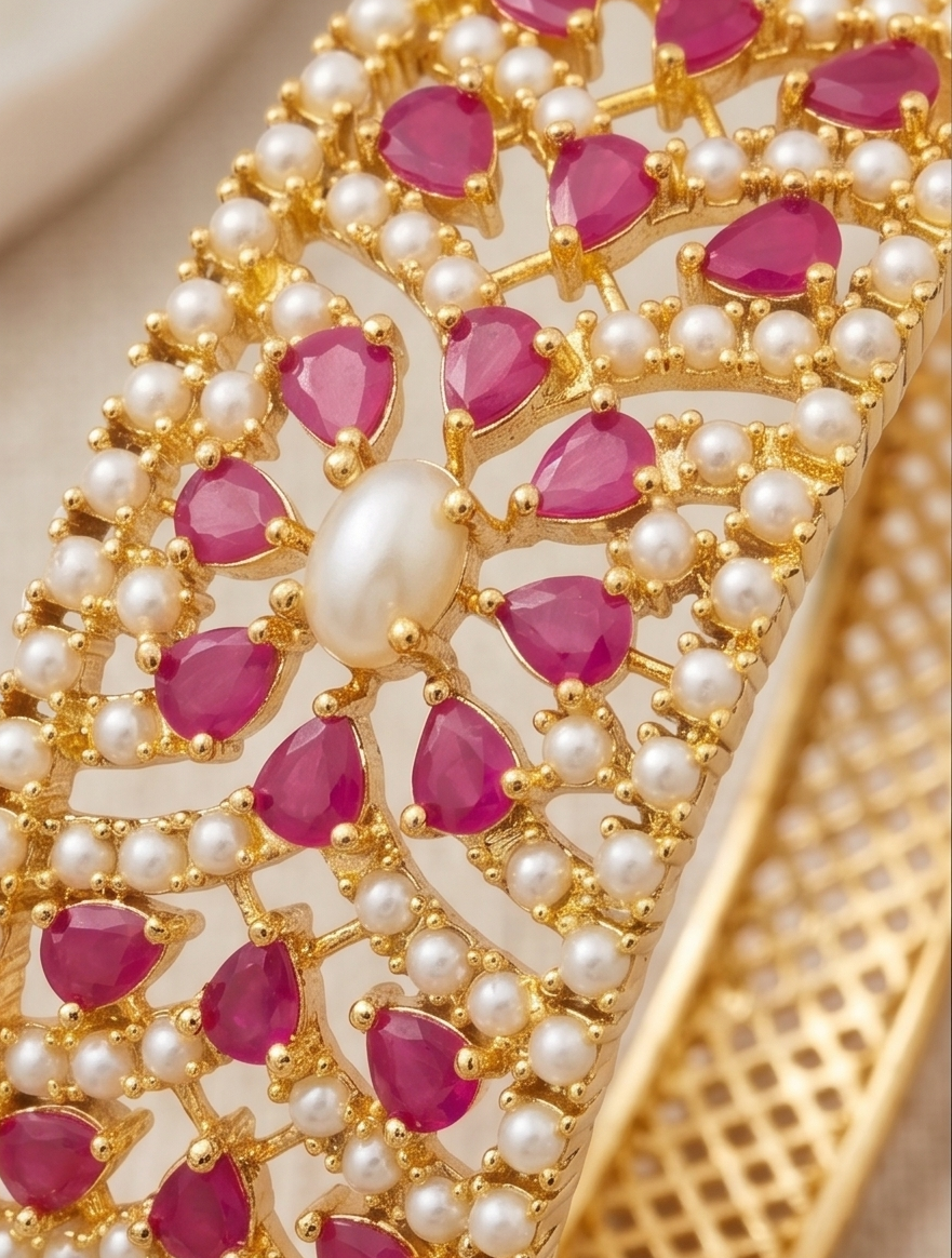 PHULWARI GOLD PLATED WITH STONES KADA