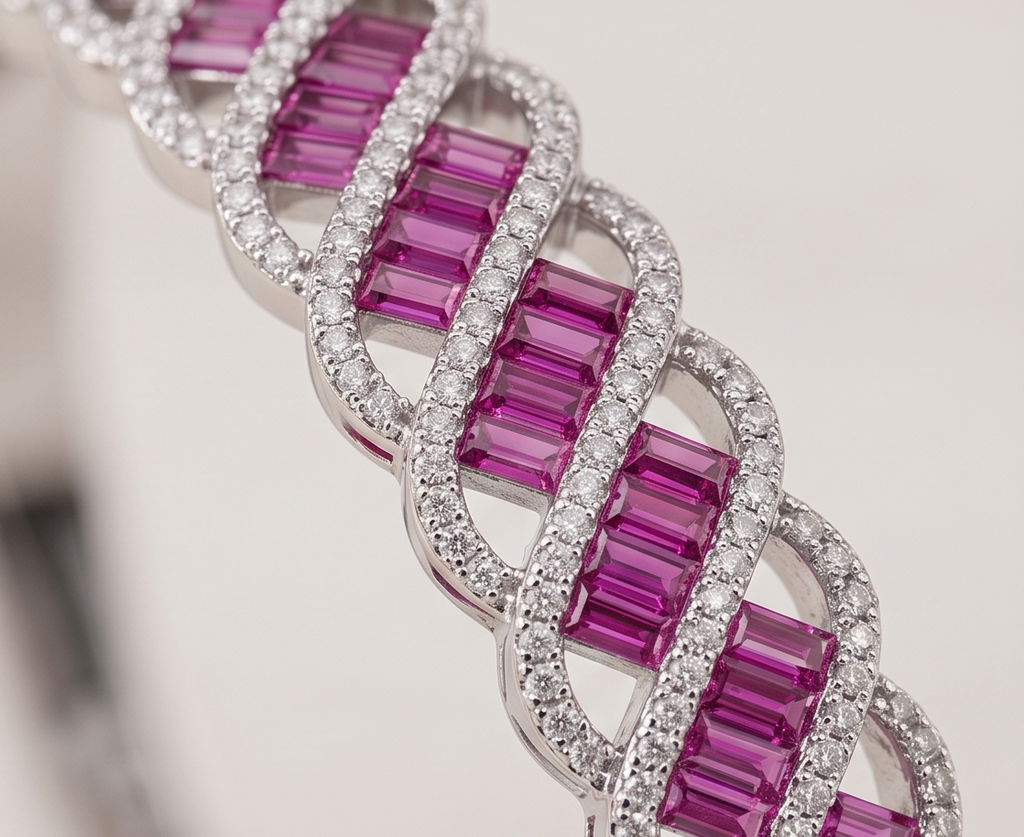 THE SHAHI LEHER RUBY SILVER BRACELET