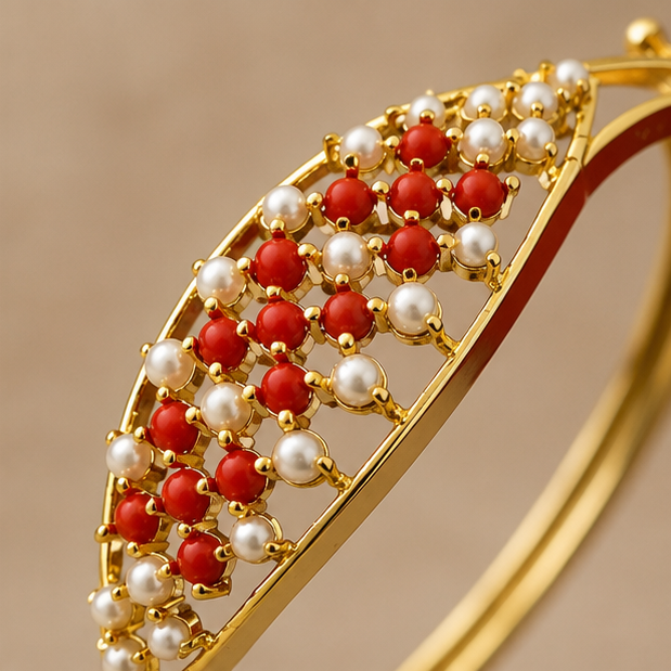 THE SHAHI PANKH RUBY & PEARL BRACELET
