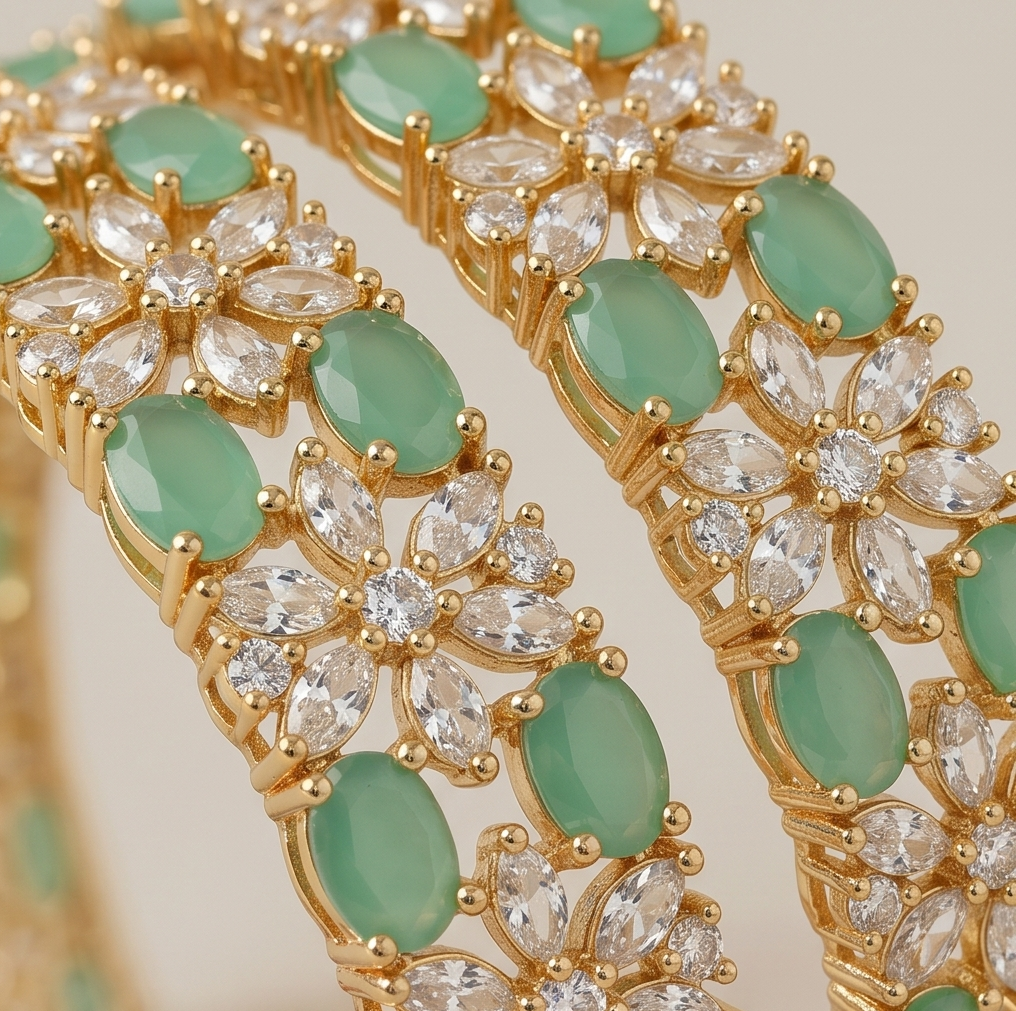 THE VRINDA MINT FLORAL KADA