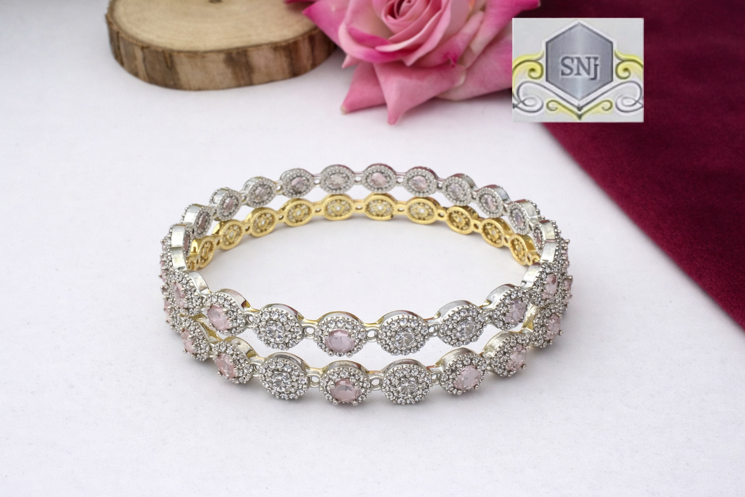 BLUSH PETAL DIAMOND BANGLE