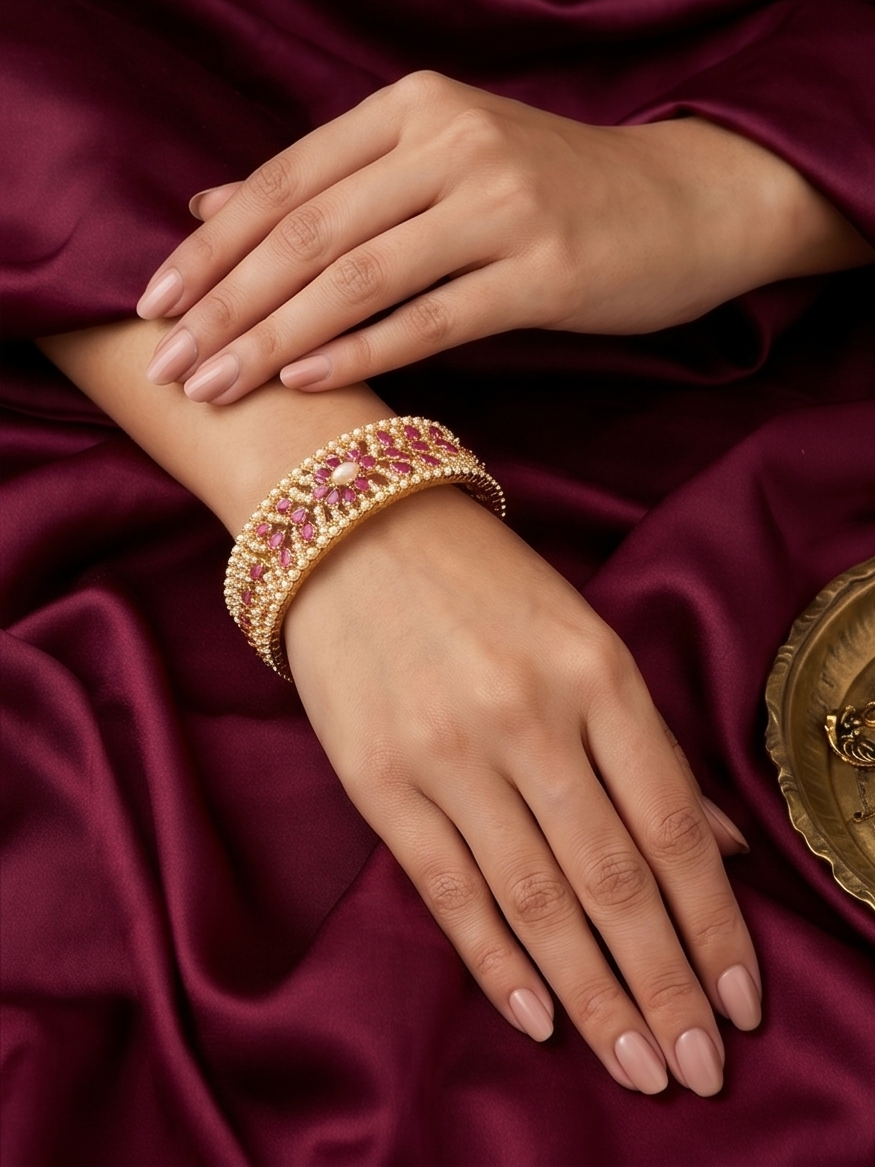 PHULWARI GOLD PLATED WITH STONES KADA