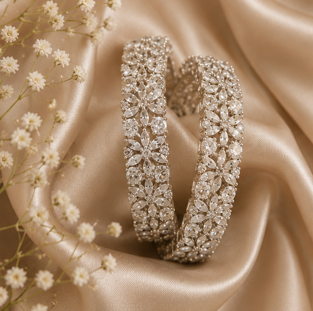 THE SHAHI HEERA FLORAL KADA PAIR