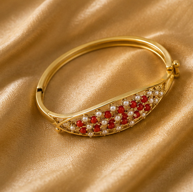THE SHAHI PANKH RUBY & PEARL BRACELET