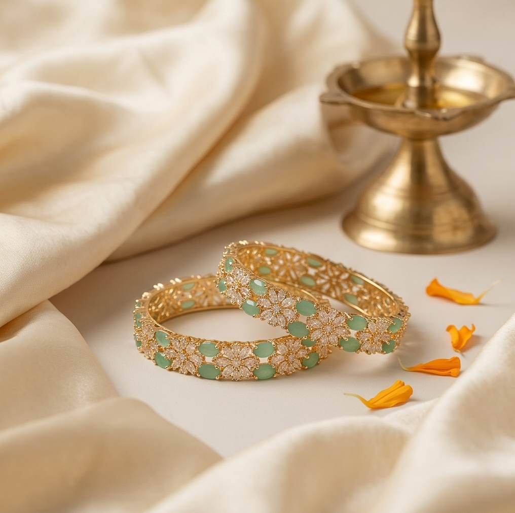 THE VRINDA MINT FLORAL KADA