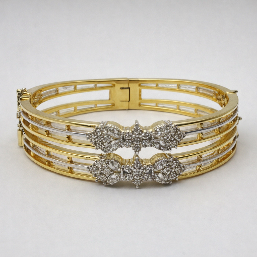 AURORA TRIPLE DIAMOND GOLD BANGLE