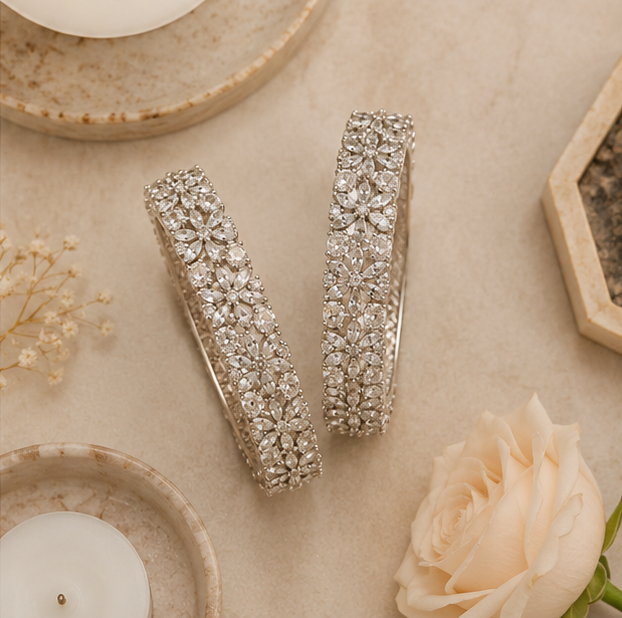 THE SHAHI HEERA FLORAL KADA PAIR