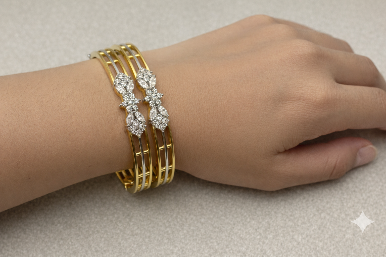 AURORA TRIPLE DIAMOND GOLD BANGLE