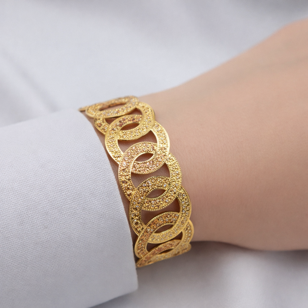 URBAN ORBIT TRI-TONE GOLD CUFF BRACELET