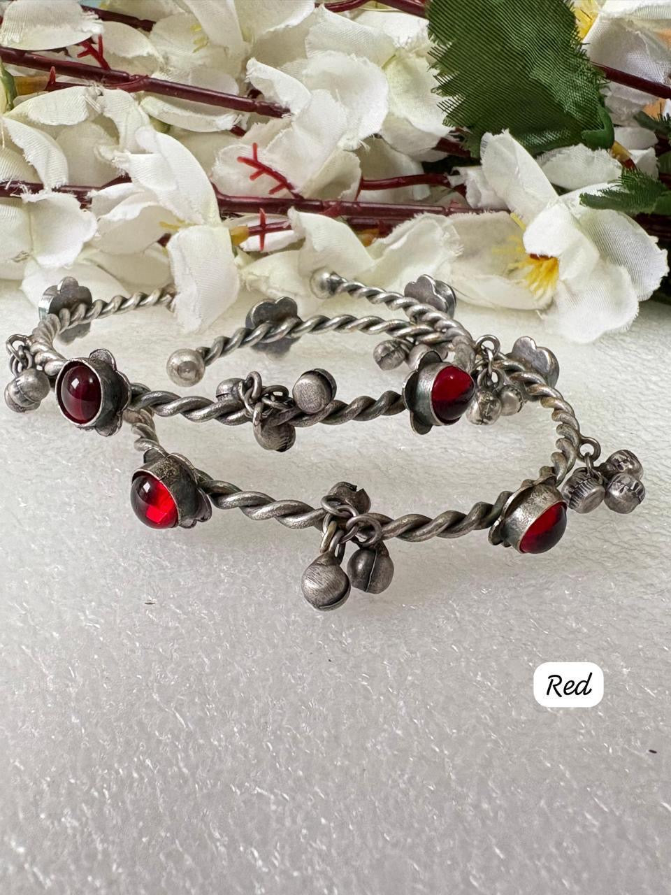 Vintage Oxidized Stone Bangle