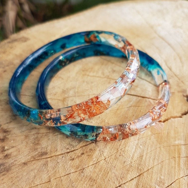 Crystal Bloom Resin Bangles