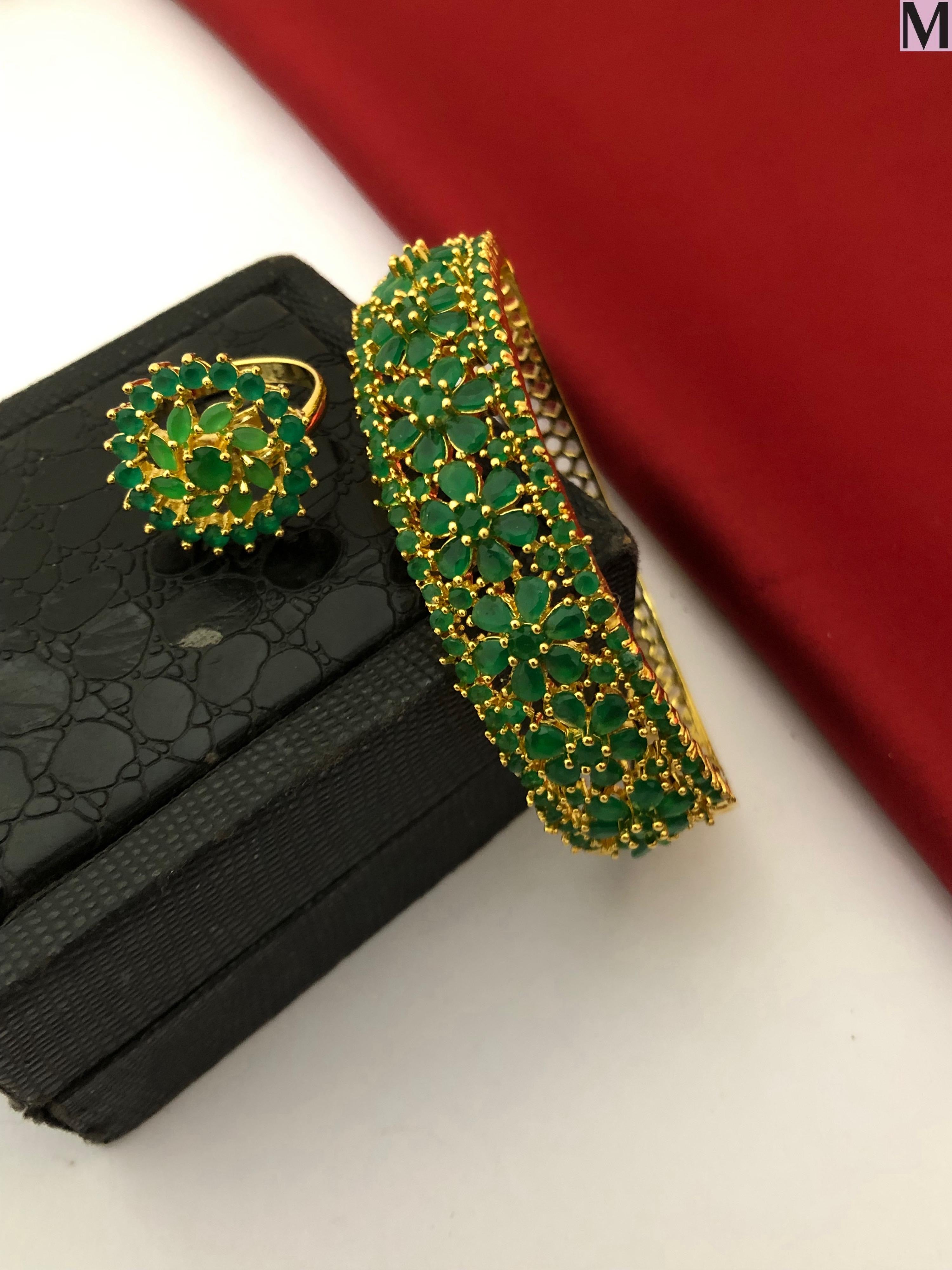 Luxe Polki Pearl Kada with Ring