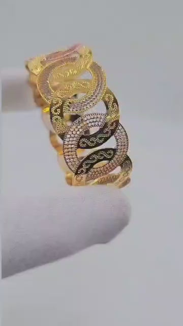 URBAN ORBIT TRI-TONE GOLD CUFF BRACELET