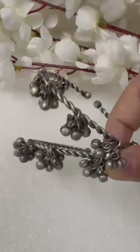 Classic Silver Flexible Kada Pair with Ghungroo Charms