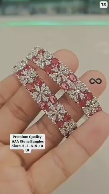 THE SHAHI RUBY FLORET SILVER KADA SET